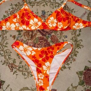 Orange Floral Bikini Set
